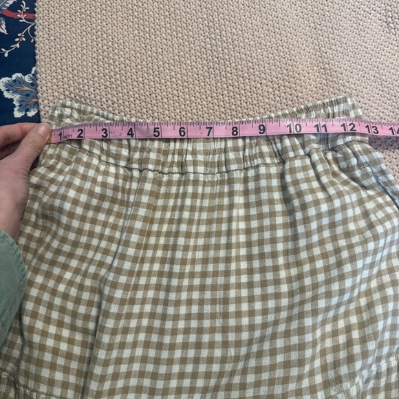 Madewell Gingham Tiered Linen Blend Maxi Skirt Tan Cream XS - Picture 8 of 11